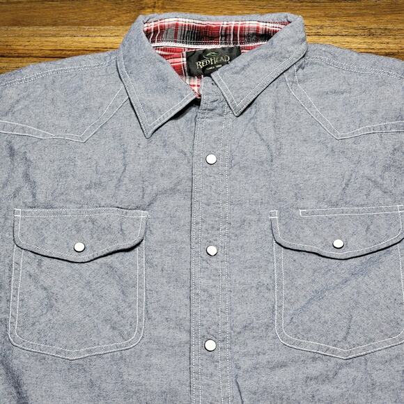 Red Head LS Blue Denim Pearl Snap Western Shirt - Size XL - Picture 2 of 6